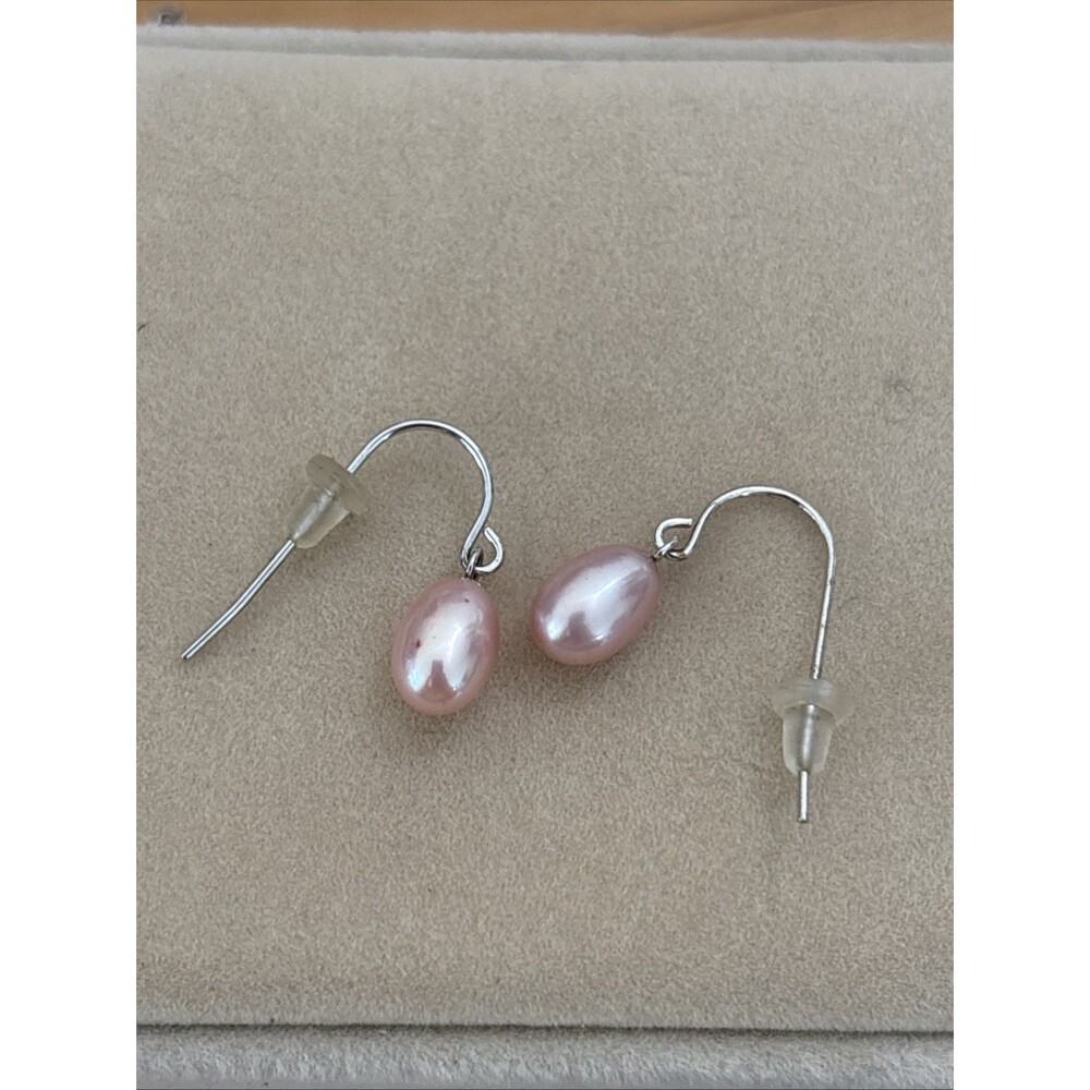 Honora Sterling 9mm Pearl Hook Dangle Earrings Light Baby Blush Pink